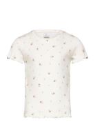 Top Ss Rib Aop T-shirts Short-sleeved White Lindex