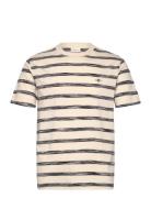 Striped Ss T-Shirt Tops T-shirts Short-sleeved Beige GANT