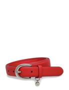 Charm Crosshatch Leather Belt Vyö Red Lauren Ralph Lauren