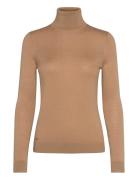 Silk-Blend Turtleneck Sweater Tops Knitwear Turtleneck Beige Lauren Ra...