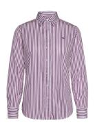 Classic Fit Striped Broadcloth Shirt Tops Shirts Long-sleeved Purple L...