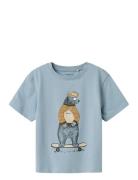 Nmmlinden Ss Nreg Top Box Tops T-shirts Short-sleeved Blue Name It