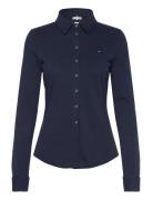 1985 Slim Pique Btn Down Ls Tops Shirts Long-sleeved Navy Tommy Hilfig...