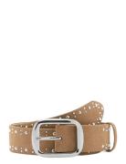 Suede Belt With Studs Vyö Beige Mango