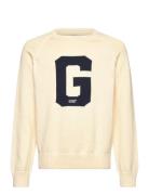 Graphic Raglan C-Neck Tops Knitwear Pullovers Cream GANT
