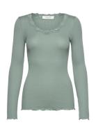 Rwbabette Silk Ls U-Neck Lace T-Shi Tops T-shirts & Tops Long-sleeved ...