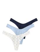 Brief Nellie Thong Cotton 3 P Stringit Alusvaatteet Blue Lindex