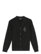 L&S Monogram Button Through Cardigan Tops Knitwear Cardigans Black Lyl...