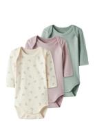 Nbfbody 3P Ls Jet Rainbow Noos Bodies Long-sleeved Pink Name It