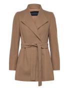 Platform Felt Crossover Coat Villakangastakki Beige French Connection