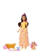 Disney Princess Bathe & Brush Belle Fashion Doll & Dog Figure With Col...