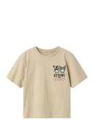 Nkfjixara Hellok Ss Nreg Top Box Sky Tops T-shirts Short-sleeved Beige...