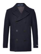 Polo Wool-Blend Melton Peacoat Villakangastakki Pitkä Takki Navy Polo ...