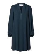 Slfviva Ls Short V-Neck Dress Noos Lyhyt Mekko Blue Selected