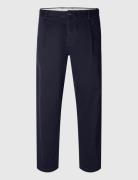 Slh172-Slim Tape Ron Pleat Pant Bottoms Trousers Chinos Navy Selected