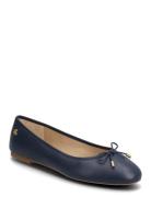 Jayna Nappa Leather Flat Ballerinat Navy Lauren Ralph Lauren