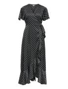 Objsally Papaya S/S Wrap Long Dress E Di Polvipituinen Mekko Black Obj...