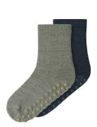 Nmmwak Wo/Bl 2P Sock W/Non Skid Sukat Multi/patterned Name It