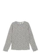 T-Shirt Ls Aop Rib Tops T-shirts Long-sleeved T-shirts Grey Minymo
