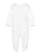 Striped-Trim Coverall Pitkähihainen Body White Ralph Lauren Baby