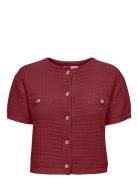 Onlkiel S/S Button Card Knt Moch Tops Knitwear Cardigans Red ONLY