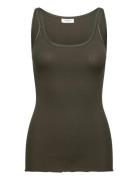 Rwbelle Silk U-Neck Strap Elastic T Tops T-shirts & Tops Sleeveless Kh...