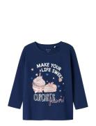 Nmfnichola Ls Top Box Tops T-shirts Long-sleeved T-shirts Navy Name It