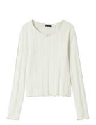 Nlfnamel Ls Short Deep Neck Top Tops T-shirts Long-sleeved T-shirts Wh...