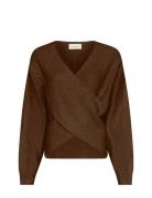 Mschzinelle Hope Wrap Pullover Tops Knitwear Jumpers Brown MSCH Copenh...