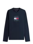 Linear Flag Graphic Ls Tee Tops T-shirts Long-sleeved Navy Tommy Hilfi...