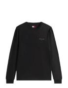 Tjm Slim Chest Linear Ls Tee Ext Tops T-shirts Long-sleeved Black Tomm...