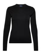 Slim Fit Cotton Long-Sleeve Tee Tops T-shirts & Tops Long-sleeved Blac...