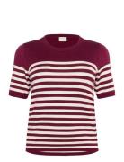 Kclizzy Striped Pullover Tops Knitwear Jumpers Burgundy Kaffe Curve