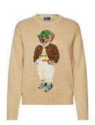 Polo Bear Cotton Crewneck Sweater Tops Knitwear Jumpers Beige Polo Ral...