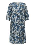 Kcmahlia Dress Polvipituinen Mekko Blue Kaffe Curve