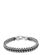 Men's Black Woven 8 Mm Box Chain Bracelet In Silver Rannekoru Korut Si...