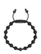 Men's Silver Beaded Bracelet With Matte Onyx & Cz Beads Rannekoru Koru...