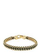 Men's Green Woven 8Mm Box Chain Bracelet In Gold Rannekoru Korut Gold ...