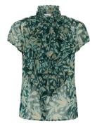 Liljasz Crinkle Ss Shirt Tops Blouses Short-sleeved Green Saint Tropez
