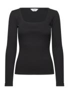 Ls Square Neck Tops T-shirts & Tops Long-sleeved Black Lee Jeans