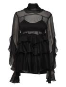 Anyssa Ruffle Mini Dress Lyhyt Mekko Black Bardot