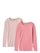 2 Rib T-Shirt L/S Reese Tops T-shirts Long-sleeved T-shirts Pink Wheat