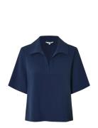 Darci-M Tops Blouses Short-sleeved Navy MbyM