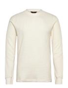 Ls Waffle Tee Tops T-shirts Long-sleeved Cream Lee Jeans