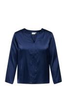 Carbrynja Ls V-Neck Top Wvn Tops Blouses Long-sleeved Navy ONLY Carmak...