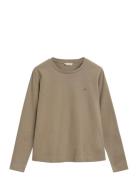 Reg Shield Ls T-Shirt Tops T-shirts & Tops Long-sleeved Beige GANT