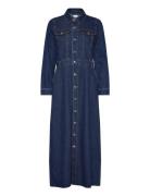 Vmmolly Ls Ank Denim Dress Maksimekko Juhlamekko Blue Vero Moda