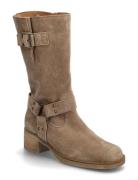 Biker Boot Korkeavartiset Saapikkaat Beige Gabor