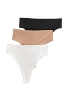 Brief Thong High Cotton 3 Pack Stringit Alusvaatteet Black Lindex