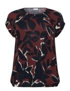 Kcami Stanley Printed Tops Blouses Short-sleeved Red Kaffe Curve